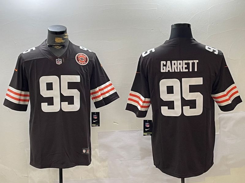 Men Cleveland Browns 95 Garrett Brown 2024 Nike Vapor Limited NFL Jersey style 2